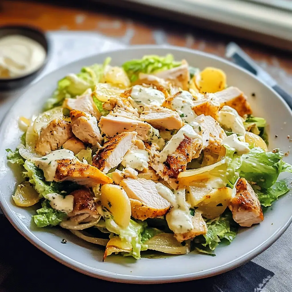 Chicken & Onion Caesar Salad Recipe - My Tasteful Recipes