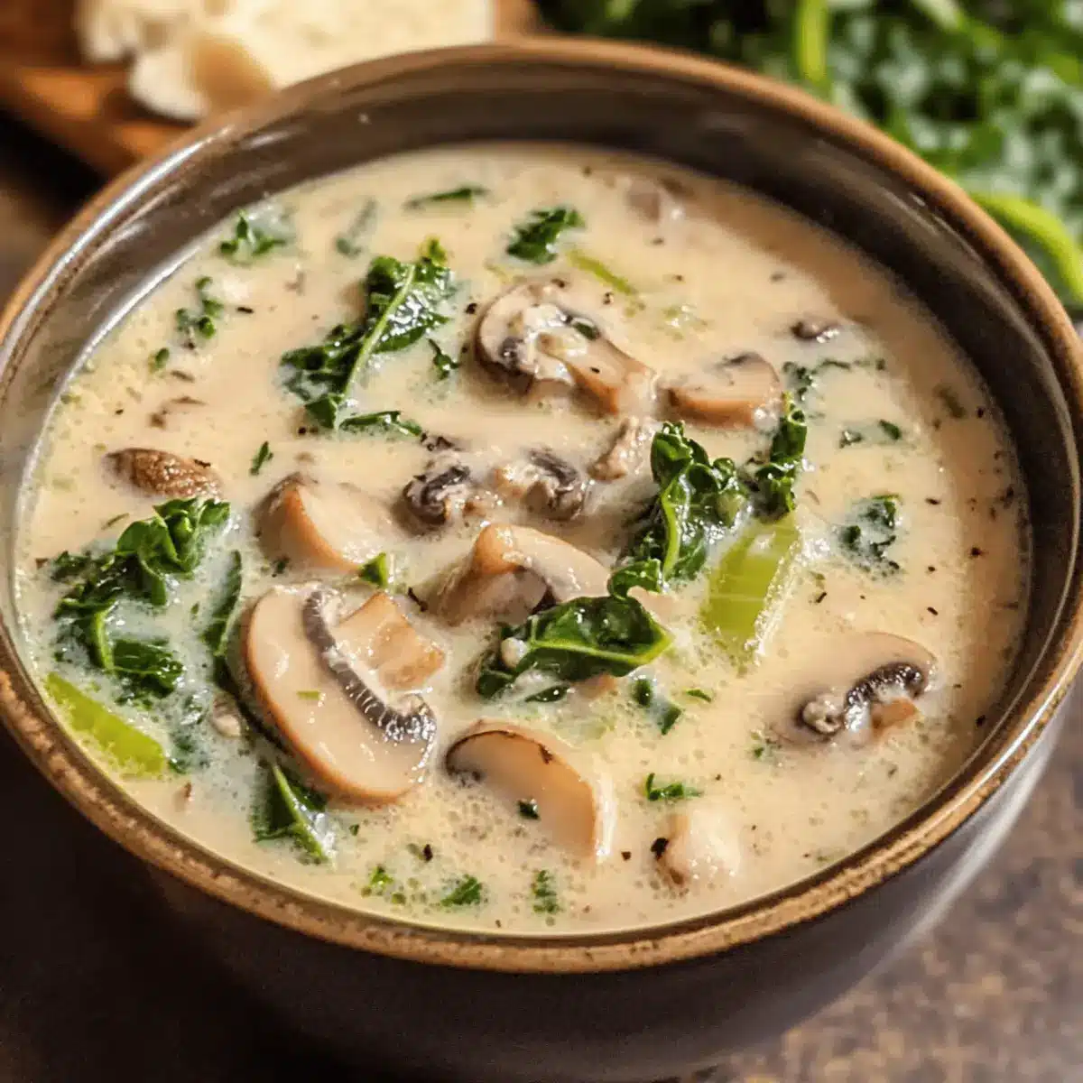 Creamy Mushroom Kale Turkey Soup