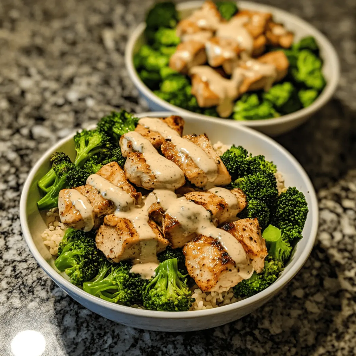 Chicken and Broccoli Bowls with Creamy Garlic Sauce