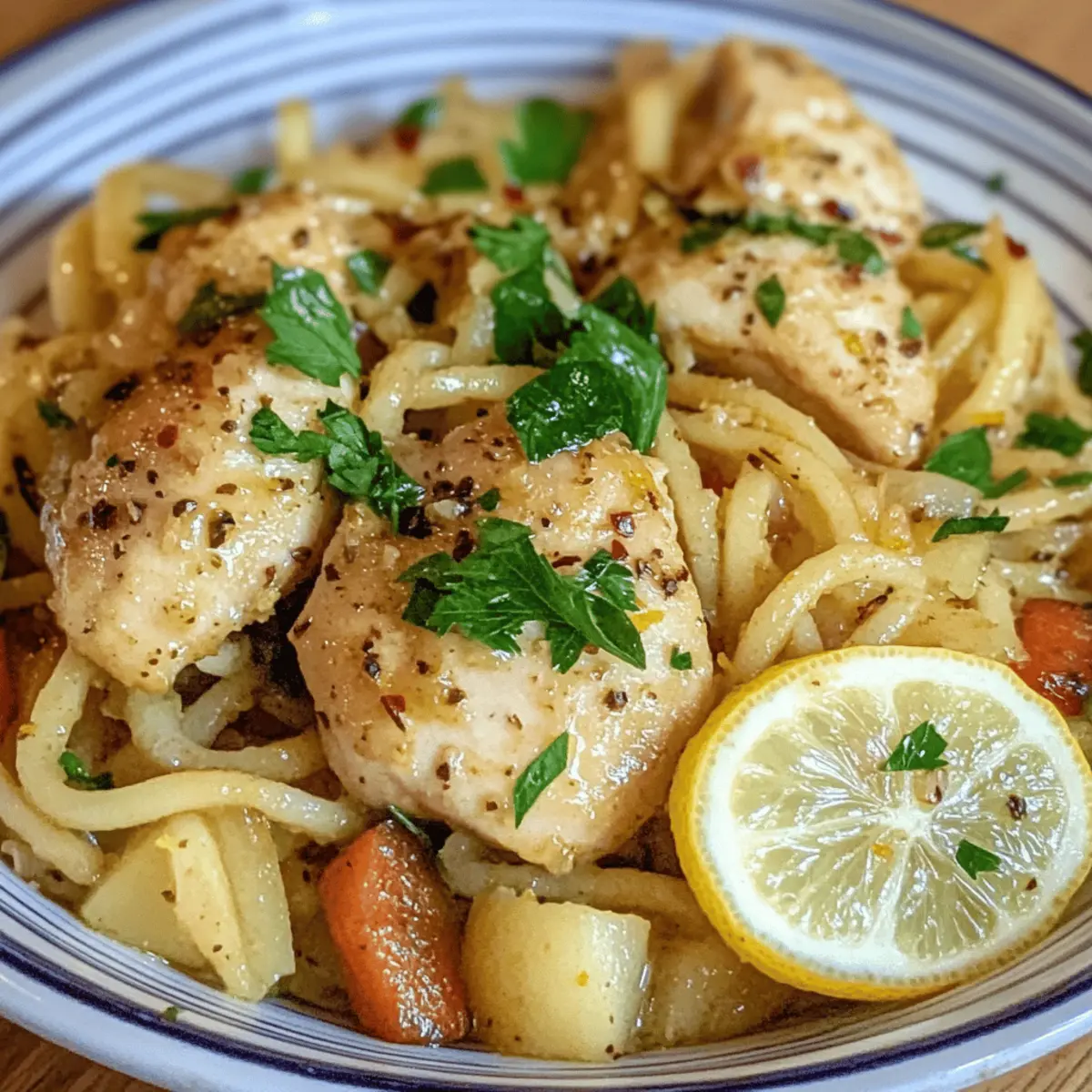 Crockpot Lemon Garlic Chicken with Vegetables