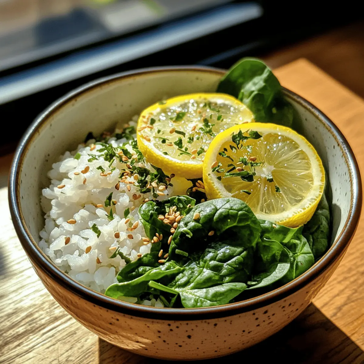 Spinach Lemon Rice Bowl