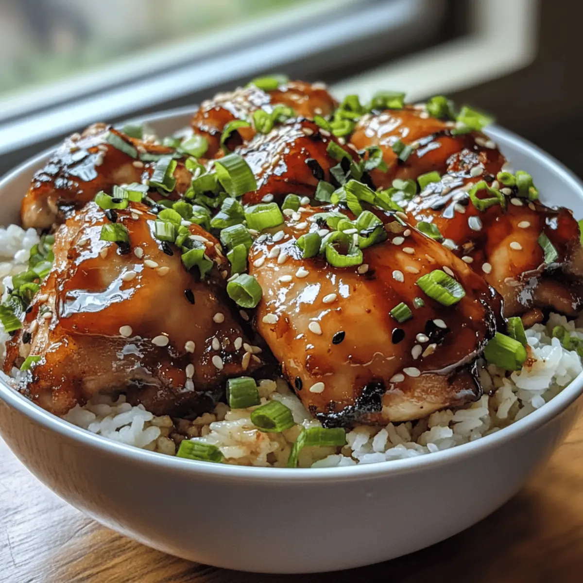 Sweet Soy Glazed Chicken Thighs with Rice