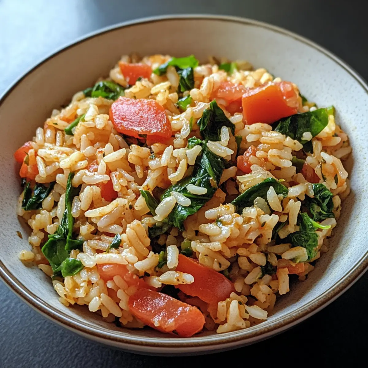Vegetarian Spinach Tomato Rice Recipe