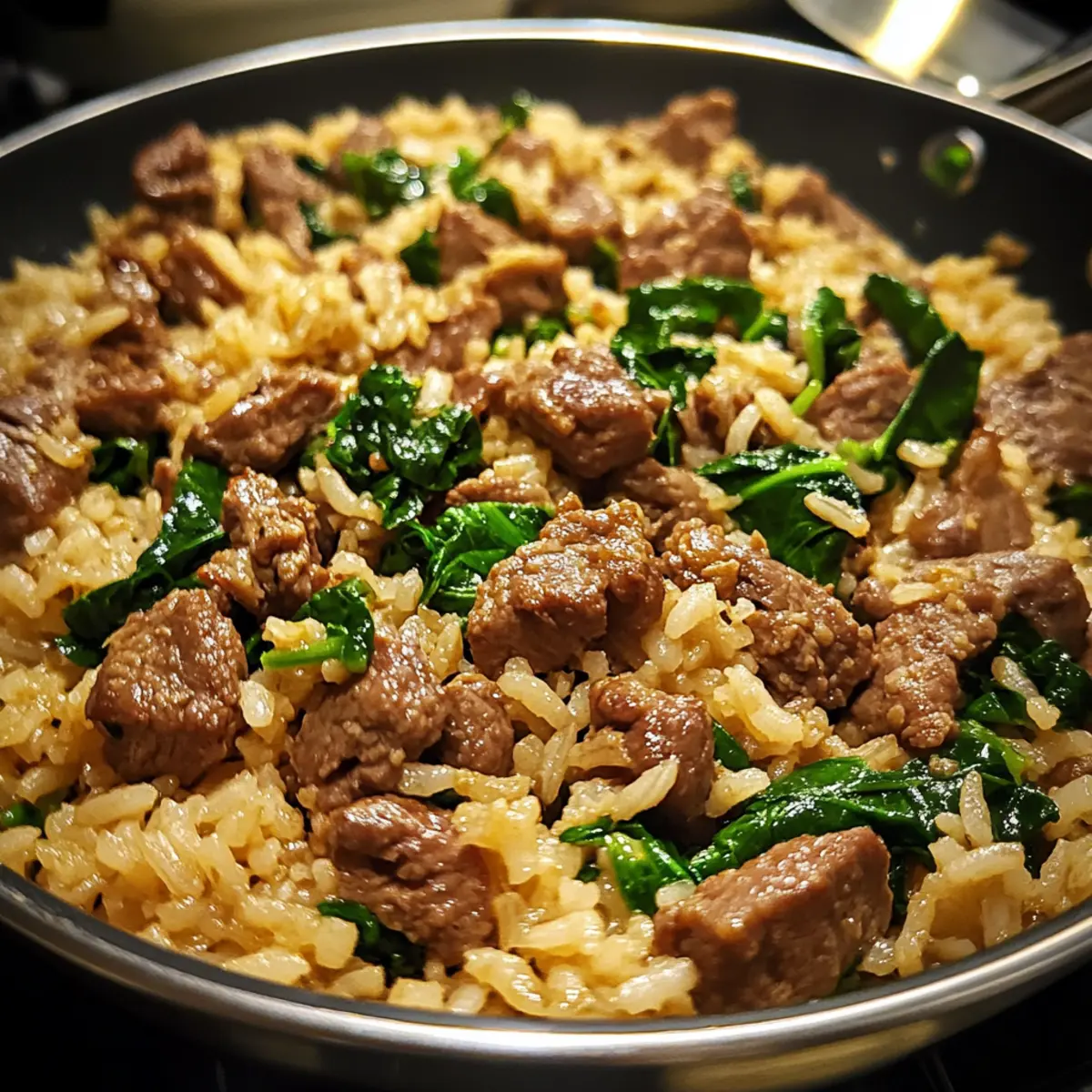 Beef Spinach Rice Pan Recipe