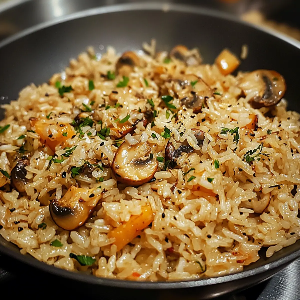 Vegetarian Mushroom Rice Pan