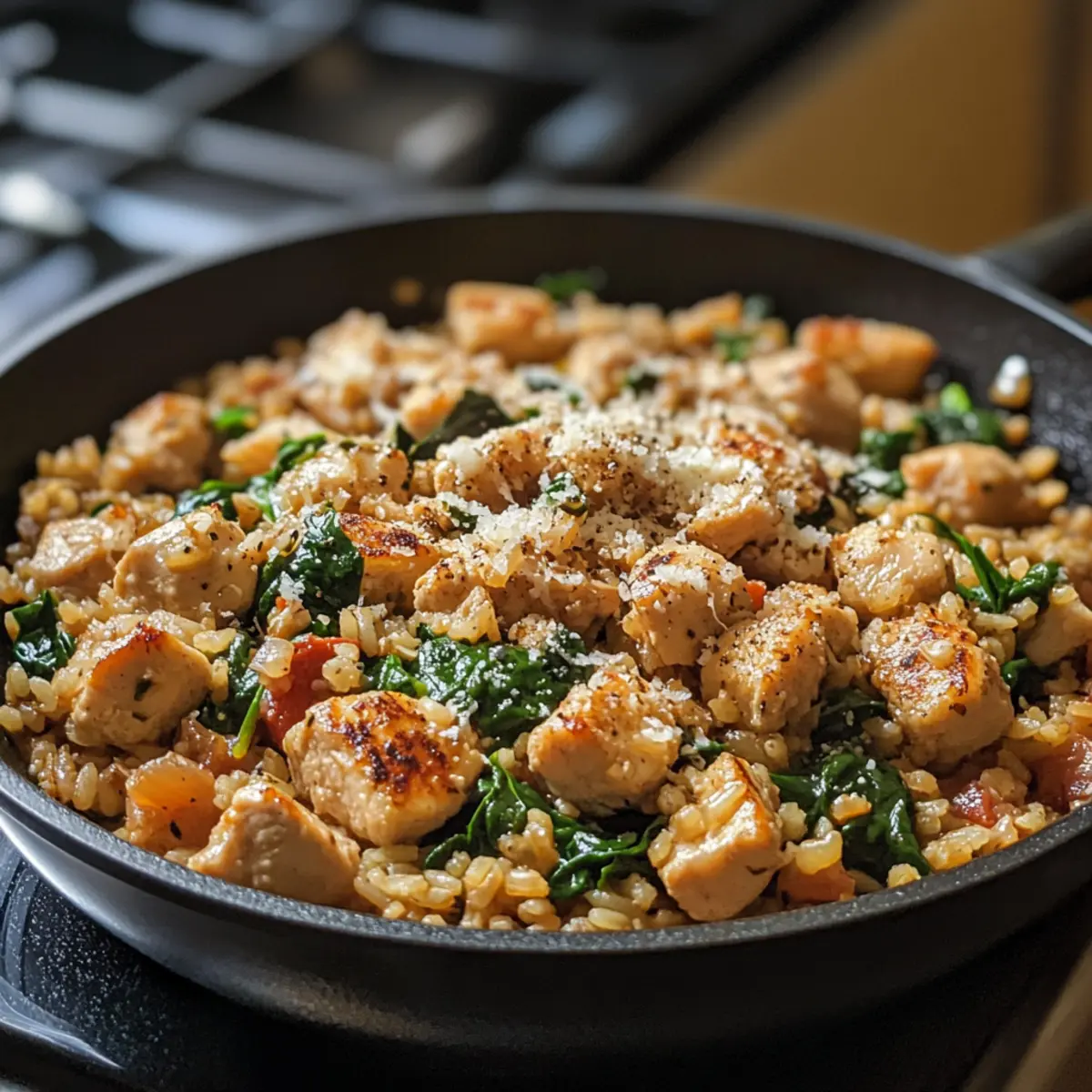 Chicken Spinach Brown Rice Skillet
