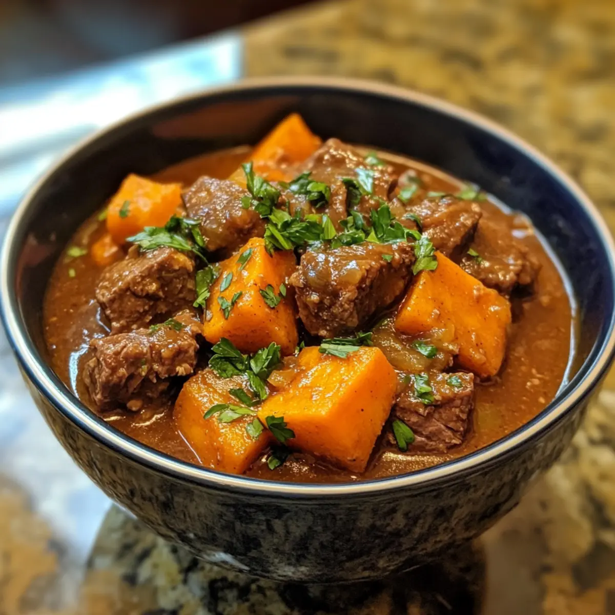 Slow Cooker Beef & Sweet Potato Stew