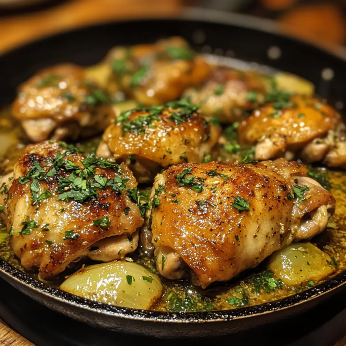Garlic Herb Chicken Thigh Skillet