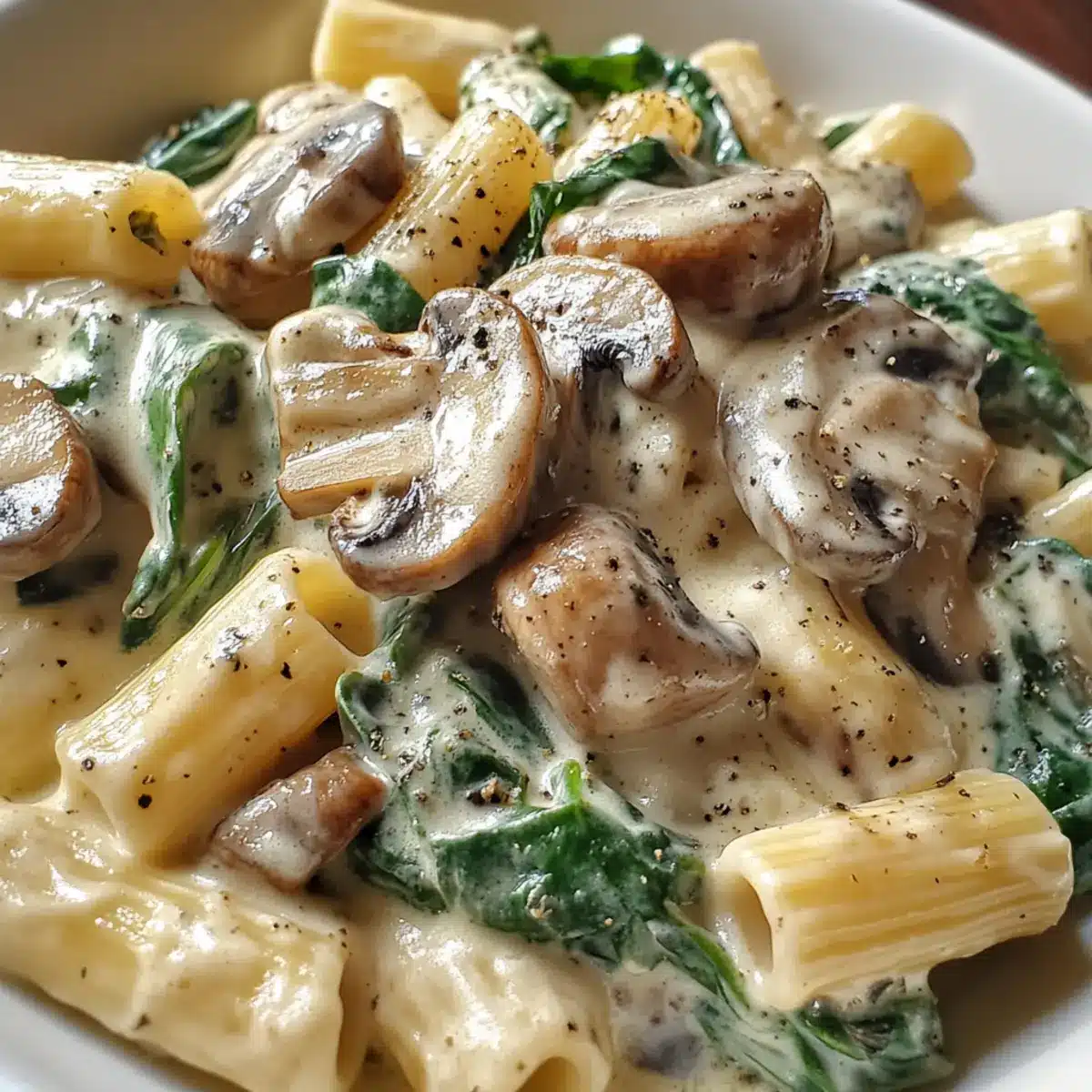 Spinach Mushroom Cream Pasta