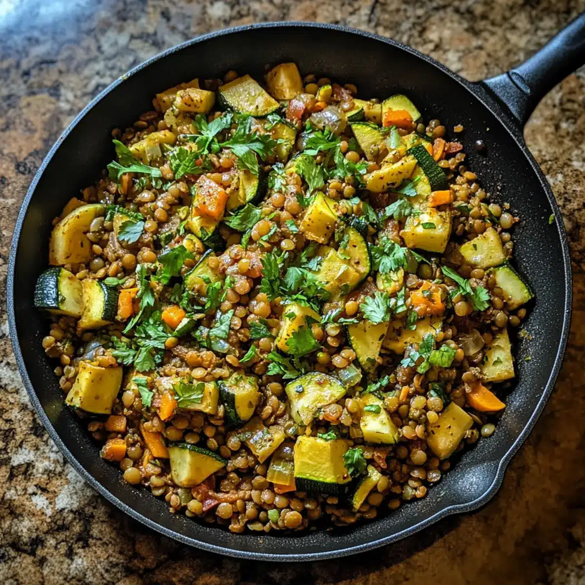 Vegetarian Zucchini Lentil Skillet