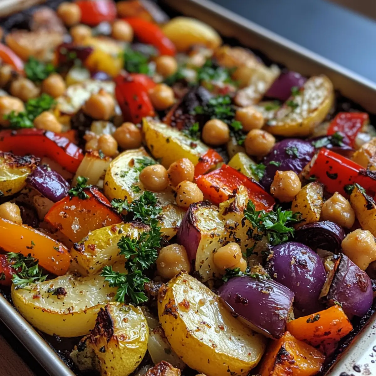 Roasted Vegetable and Chickpea Tray Bake