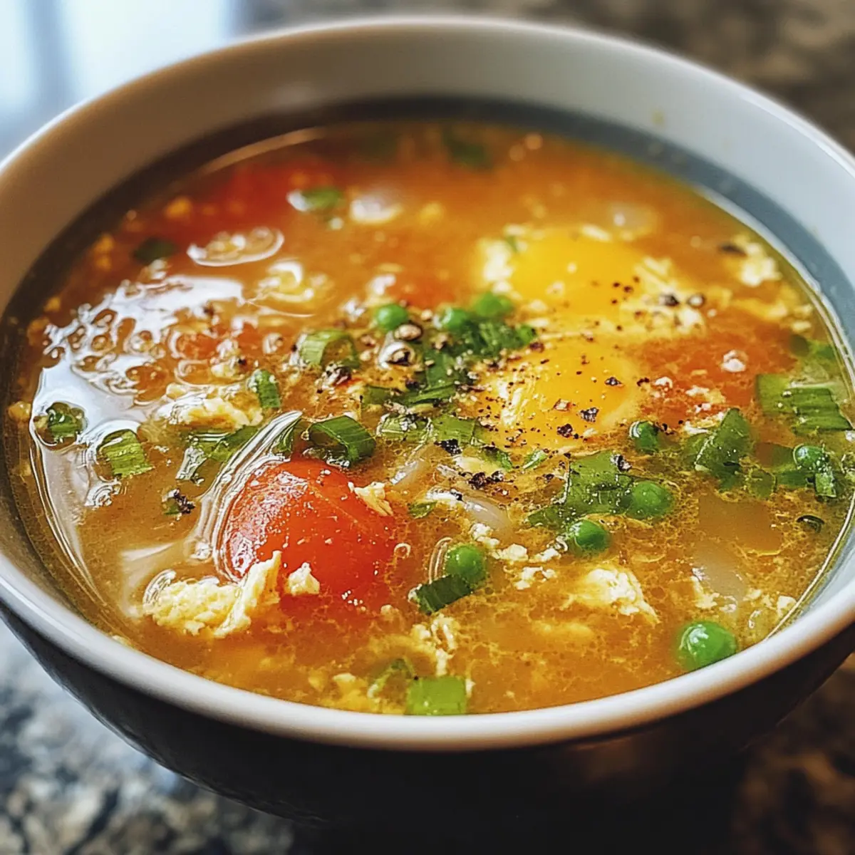 Tomato Egg Drop Vegetable Soup