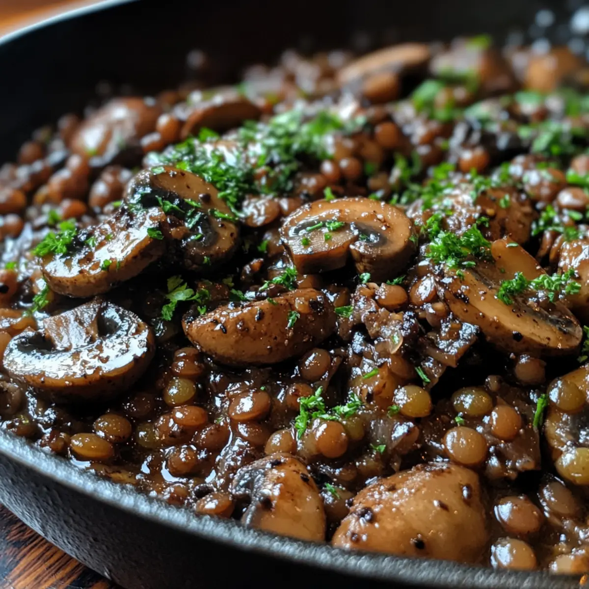 Balsamic Mushroom Lentil Skillet
