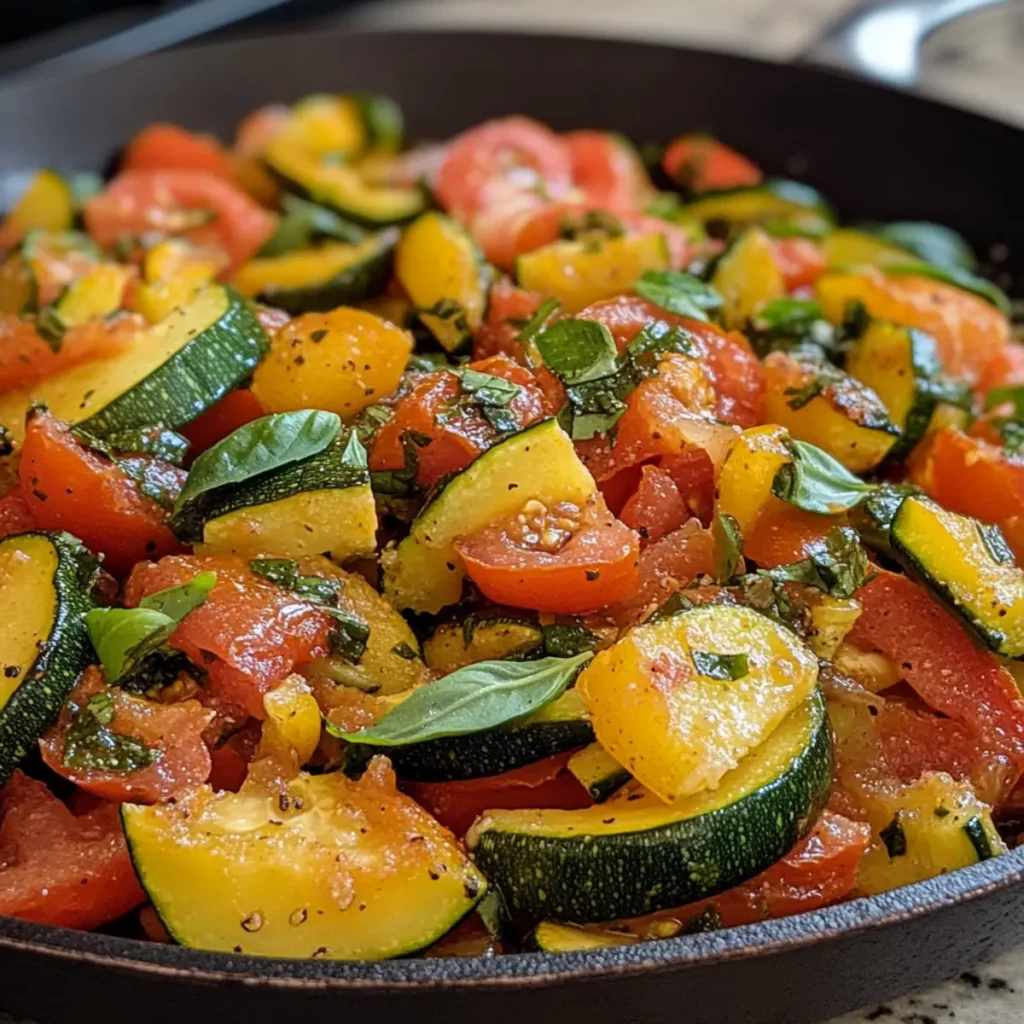 Zucchini Tomato Basil Skillet Recipe