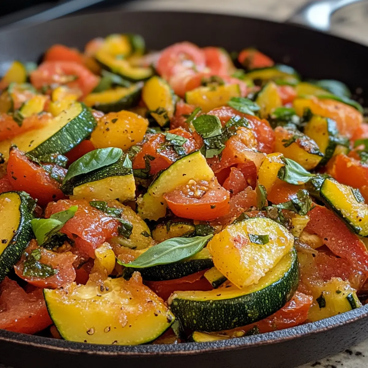 Zucchini Tomato Basil Skillet Recipe