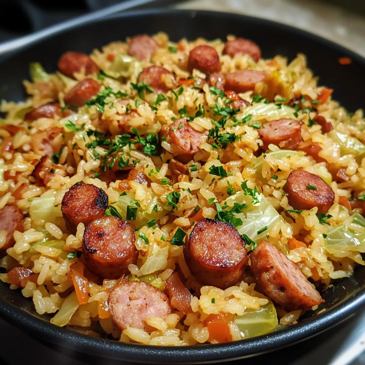 One-Pan Cabbage Sausage Rice