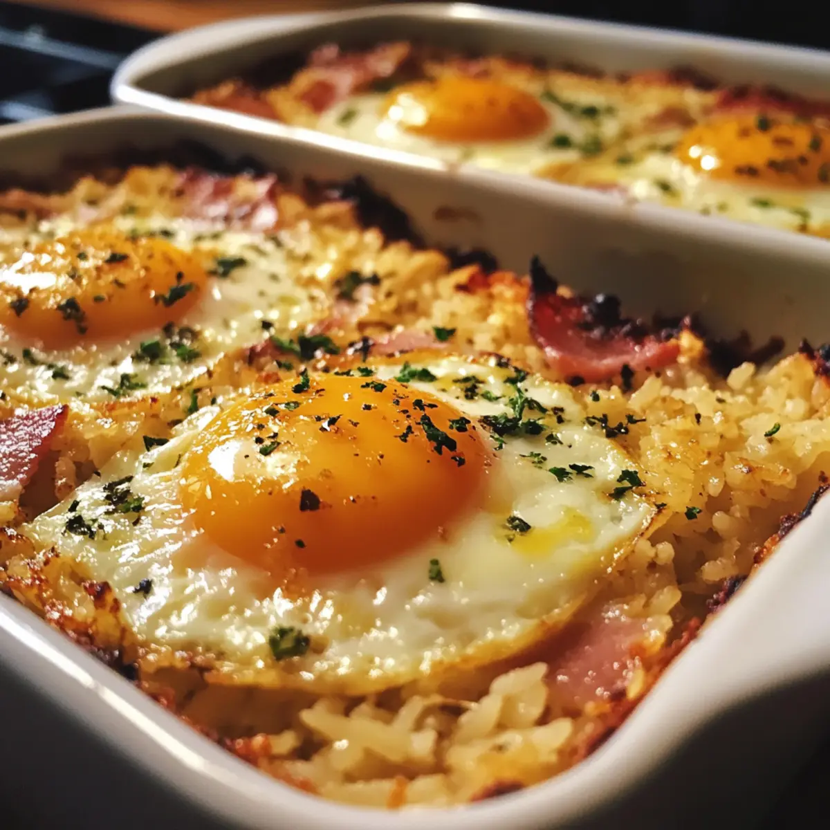 Baked Savory Rice with Soft Eggs Recipe