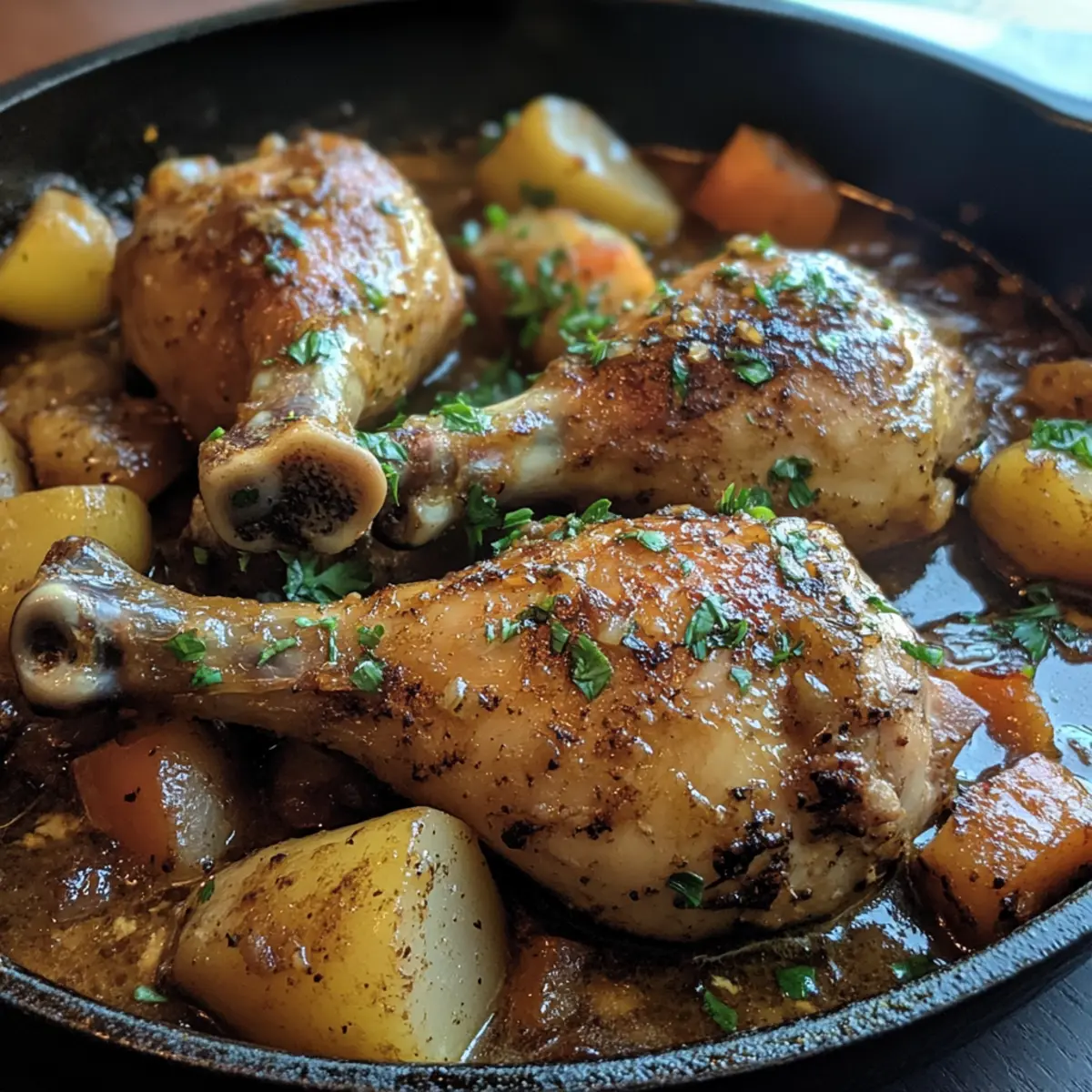Slow Simmered Chicken Leg Skillet Meal Recipe