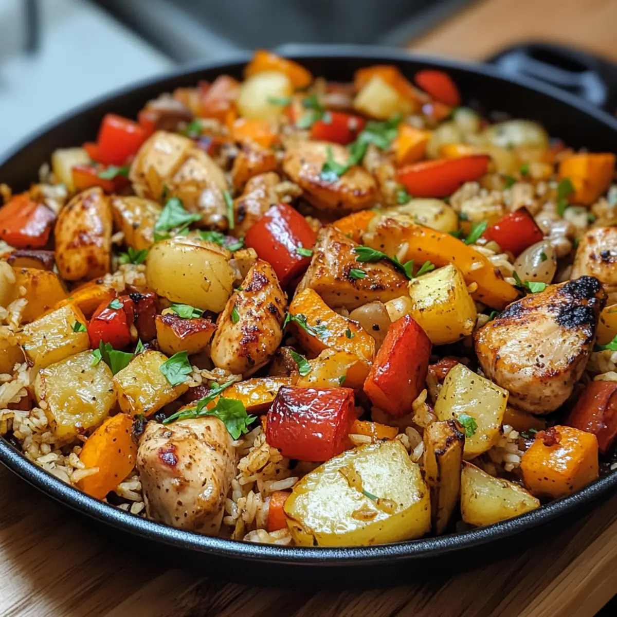 One-Pan Roasted Veggie and Chicken Rice Recipe