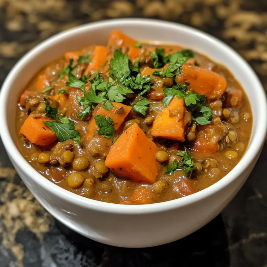 Slow Cooker Sweet Potato & Lentil Stew