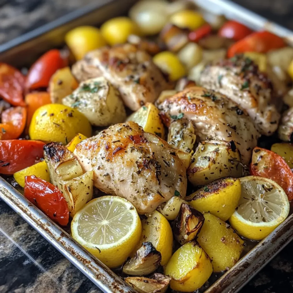 Lemon Garlic Chicken and Veggie Sheet-Pan Dinner Recipe