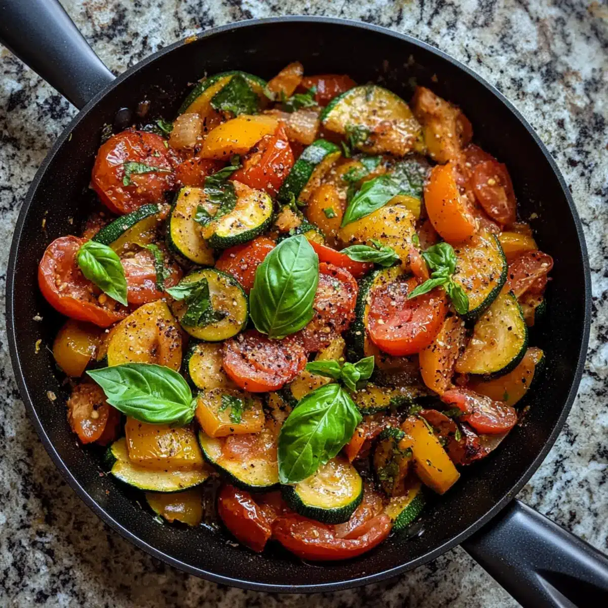 Zucchini Tomato Basil Skillet Recipe