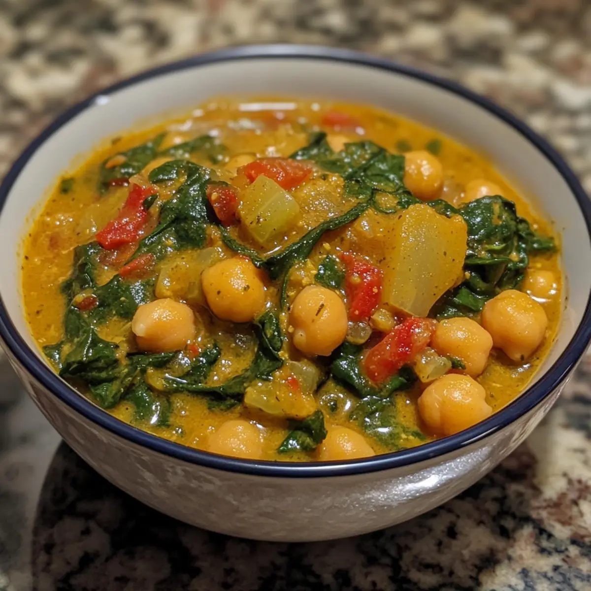 Slow Cooker Coconut Chickpea Spinach Stew