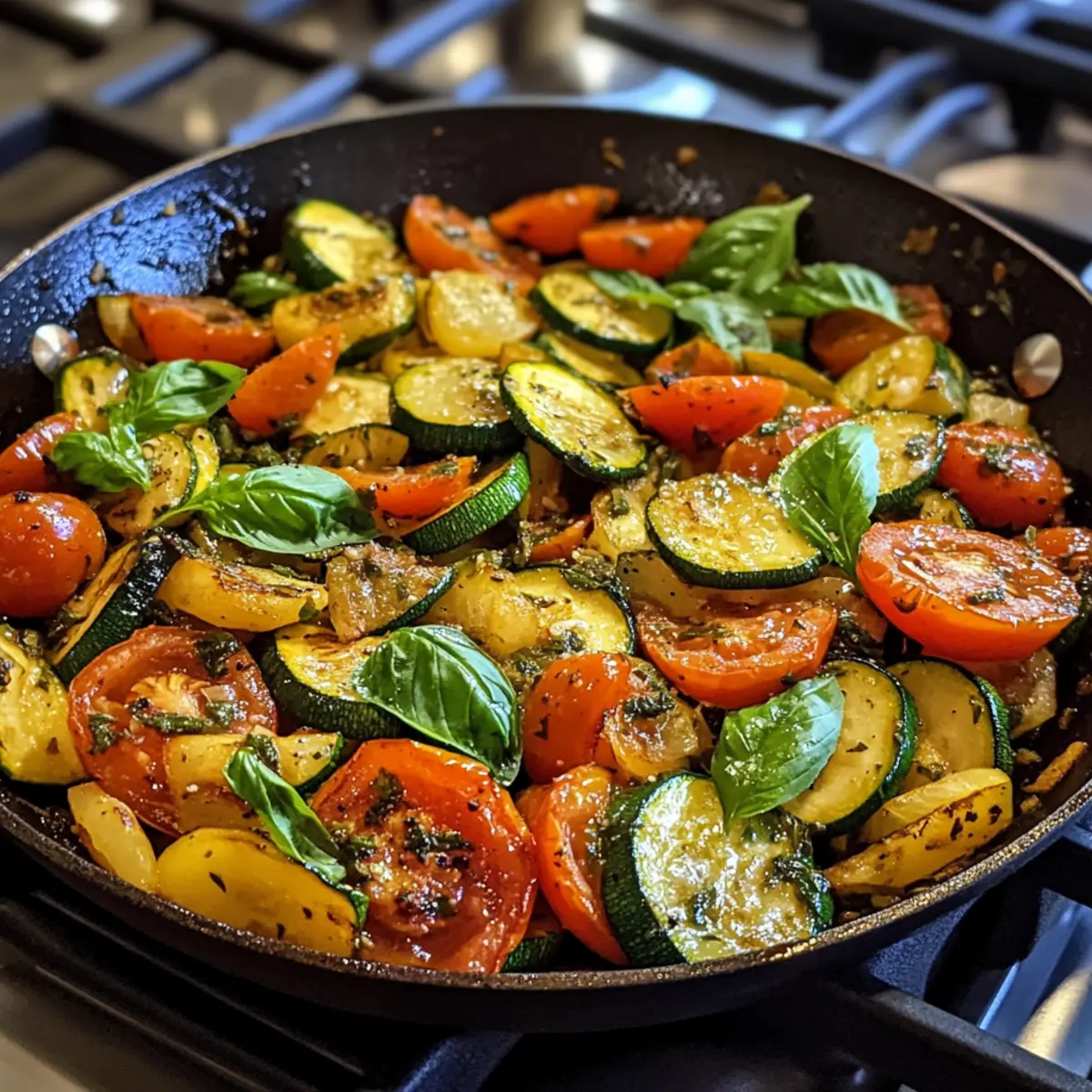 Zucchini Tomato Basil Skillet Recipe