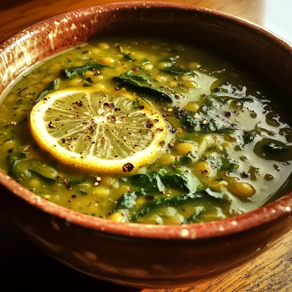 Lemon Lentil Spinach Soup with Cumin