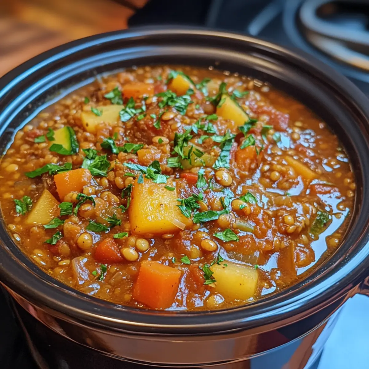 Crockpot Lentil Vegetable Stew Recipe