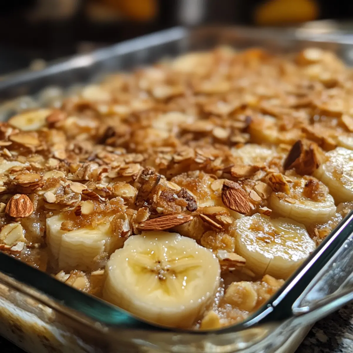 Baked Banana Almond Oat Dessert Recipe