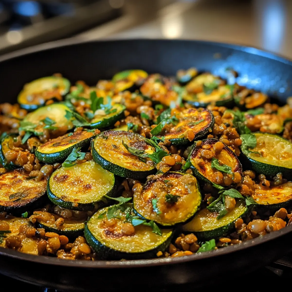 Spiced Lentil Zucchini Pan