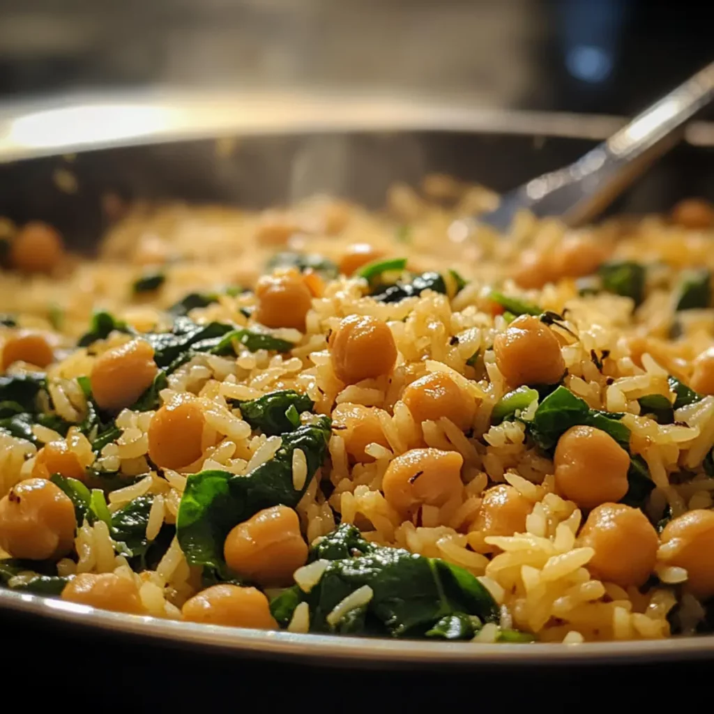 One-Pot Spinach Chickpea Rice Recipe