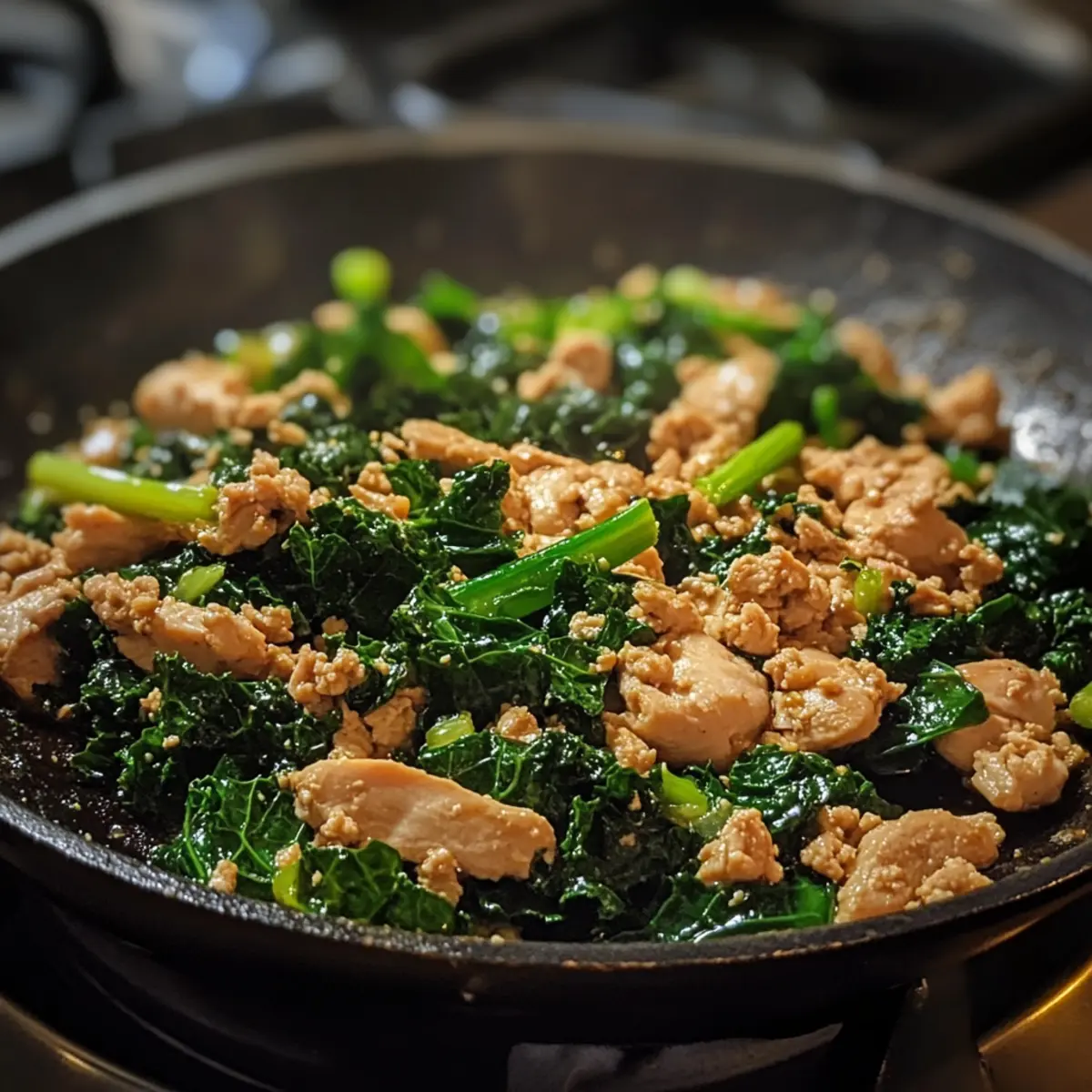 Ground Chicken Kale Ginger Skillet