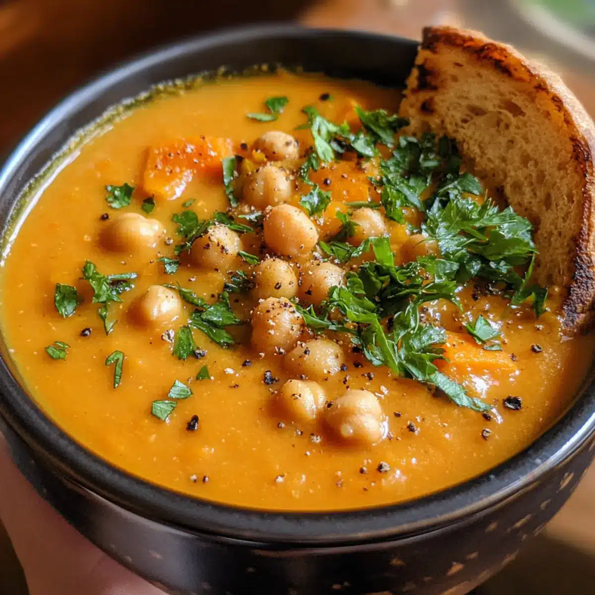 Creamy Carrot, Sweet Potato, and Chickpea Soup Recipe