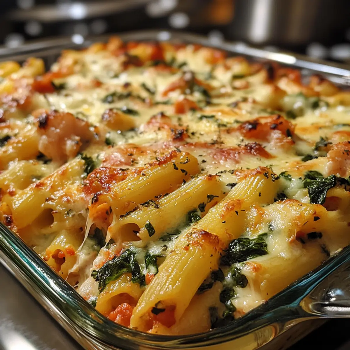 Seafood Spinach Baked Ziti