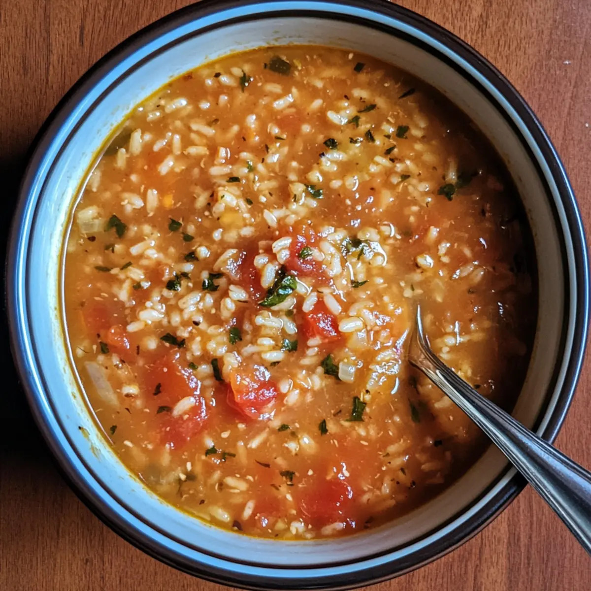 Rustic Tomato Rice Soup