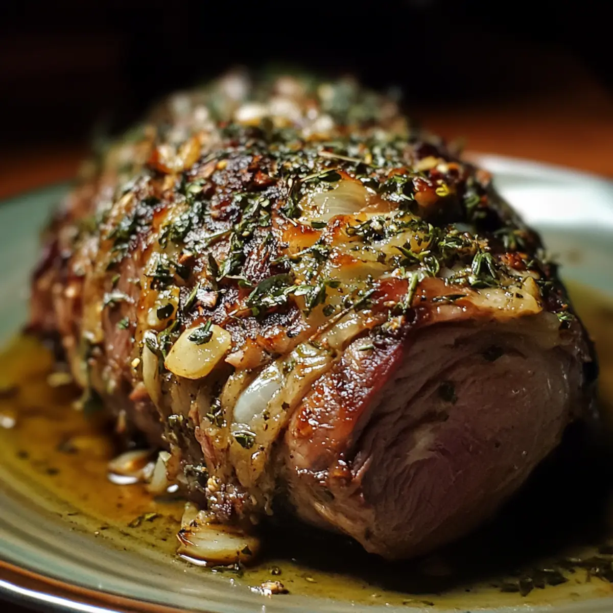 Garlic Herb Roast Lamb Leg