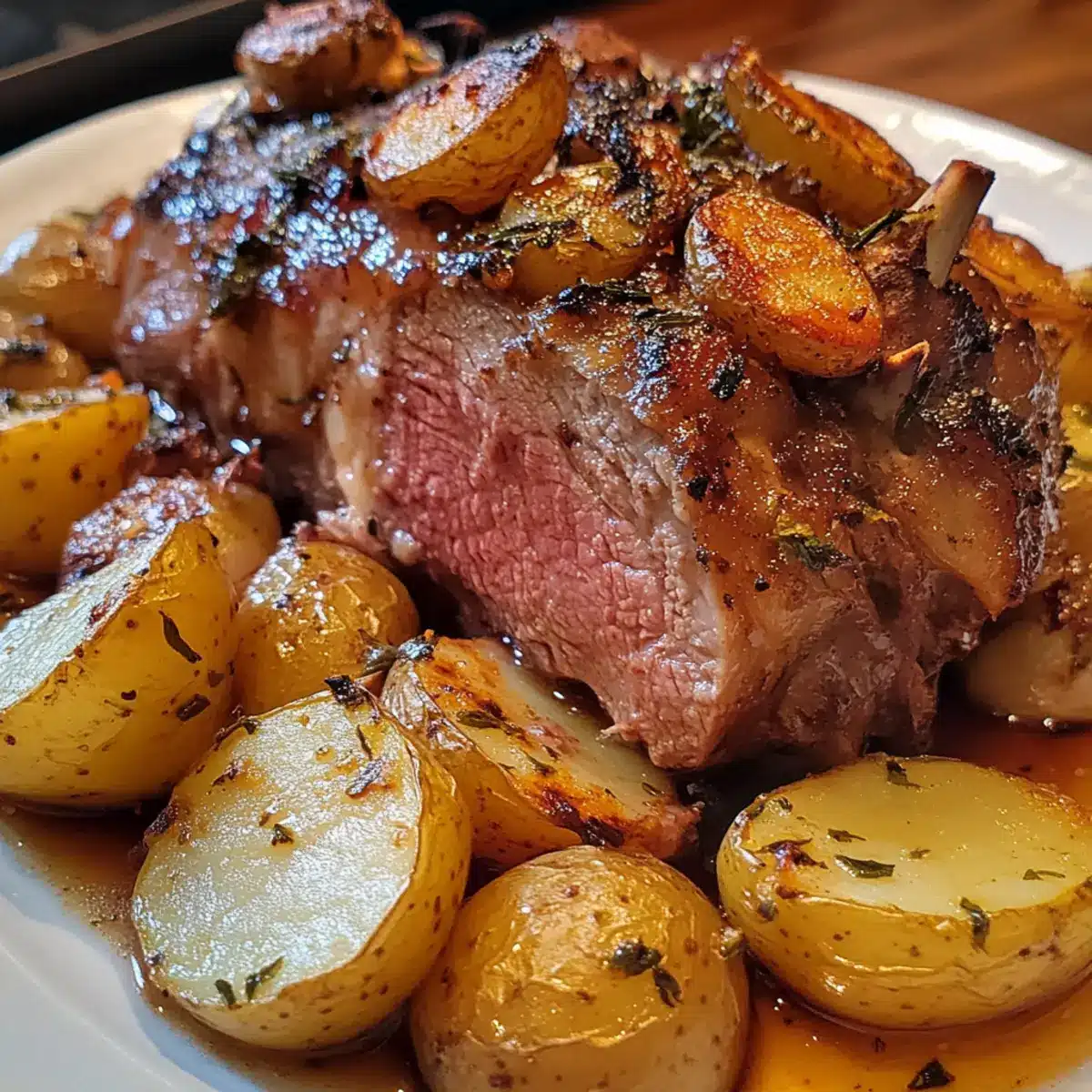 Greek Lemon Garlic Roast Lamb with Potatoes