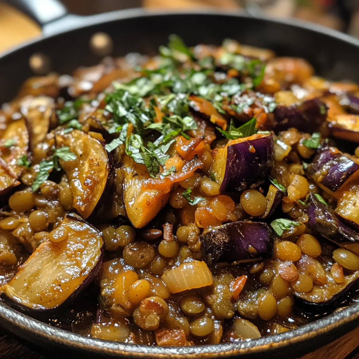 Smoky Eggplant & Lentil Skillet