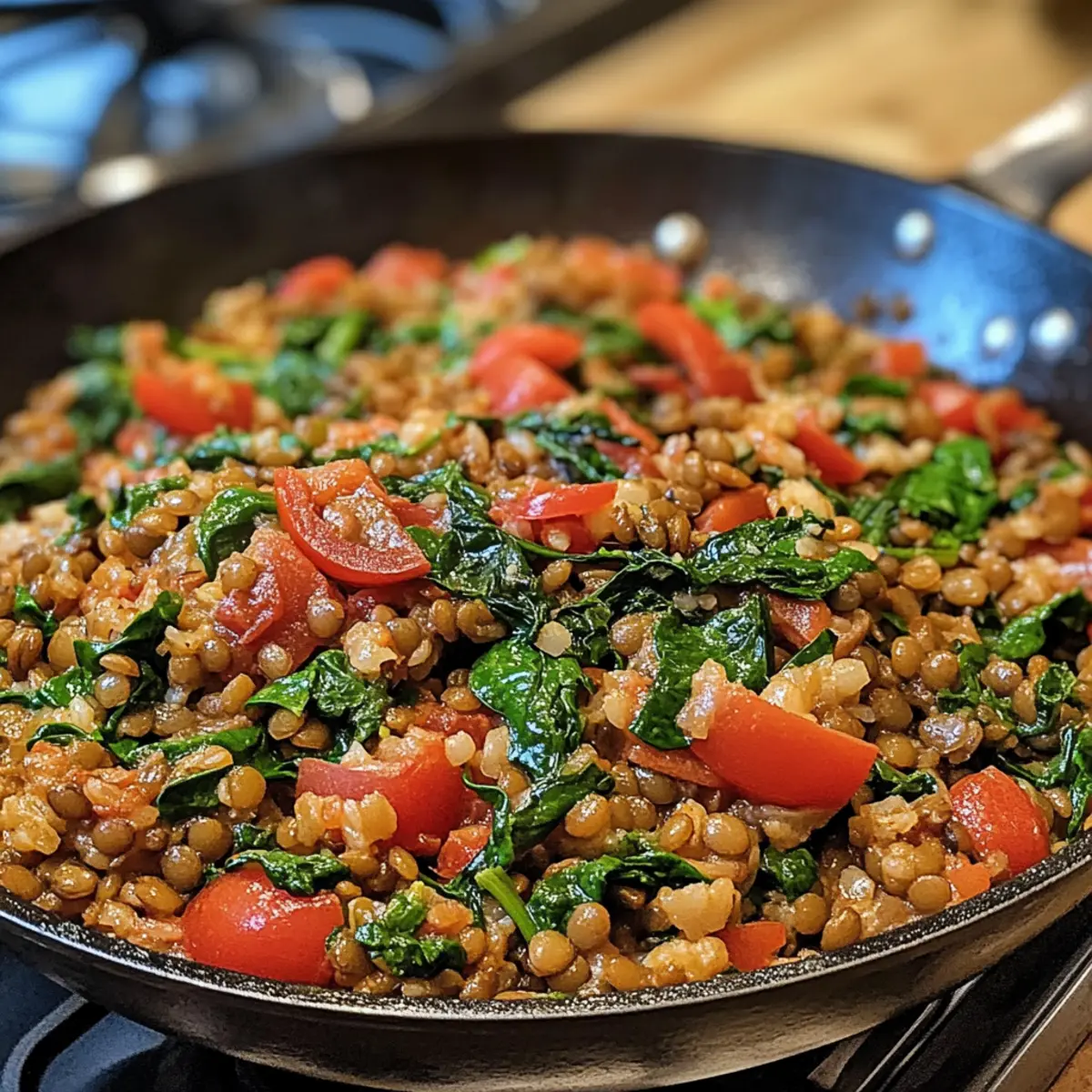 Greek Lentil and Spinach Rice Skillet