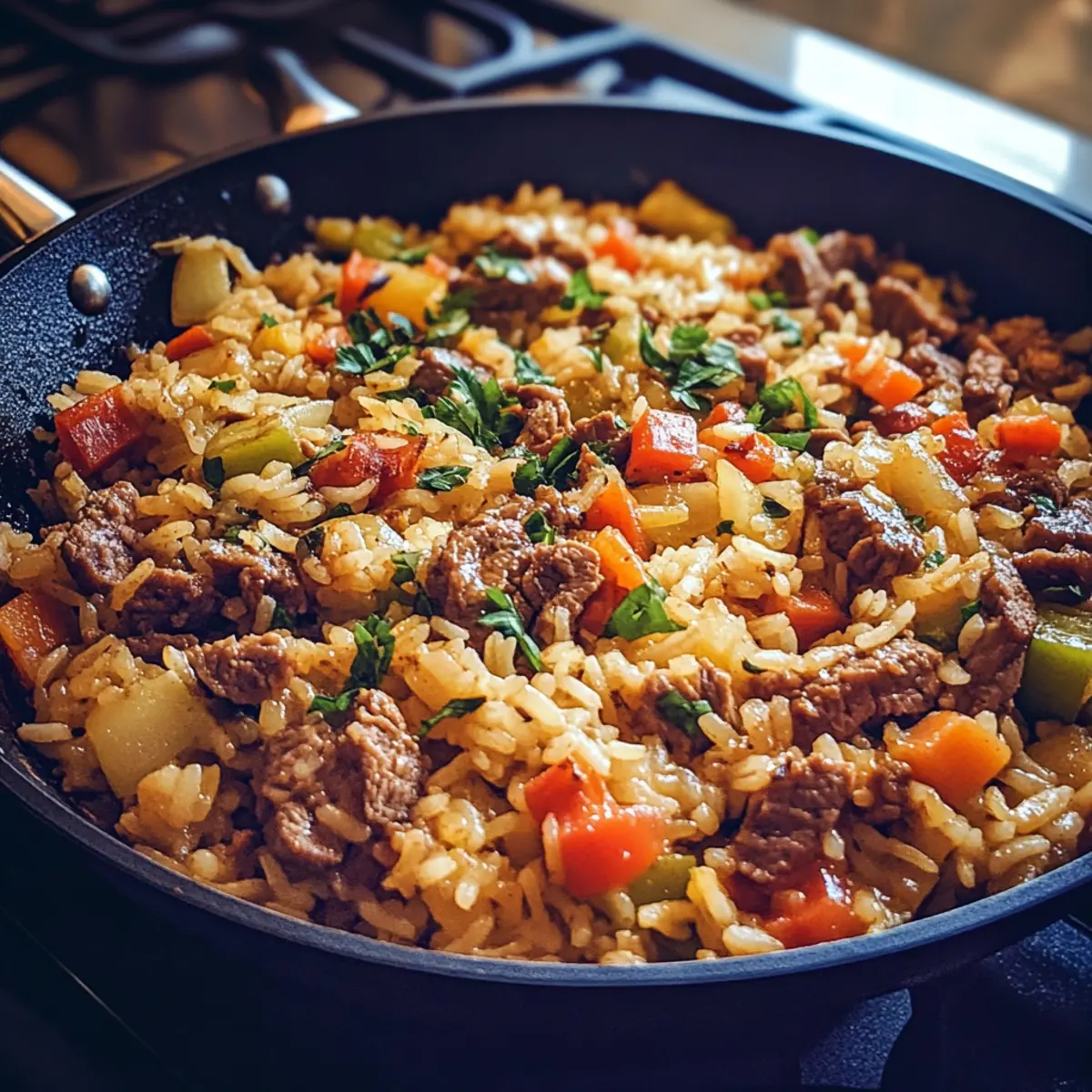 Italian Beef & Vegetable Rice Skillet