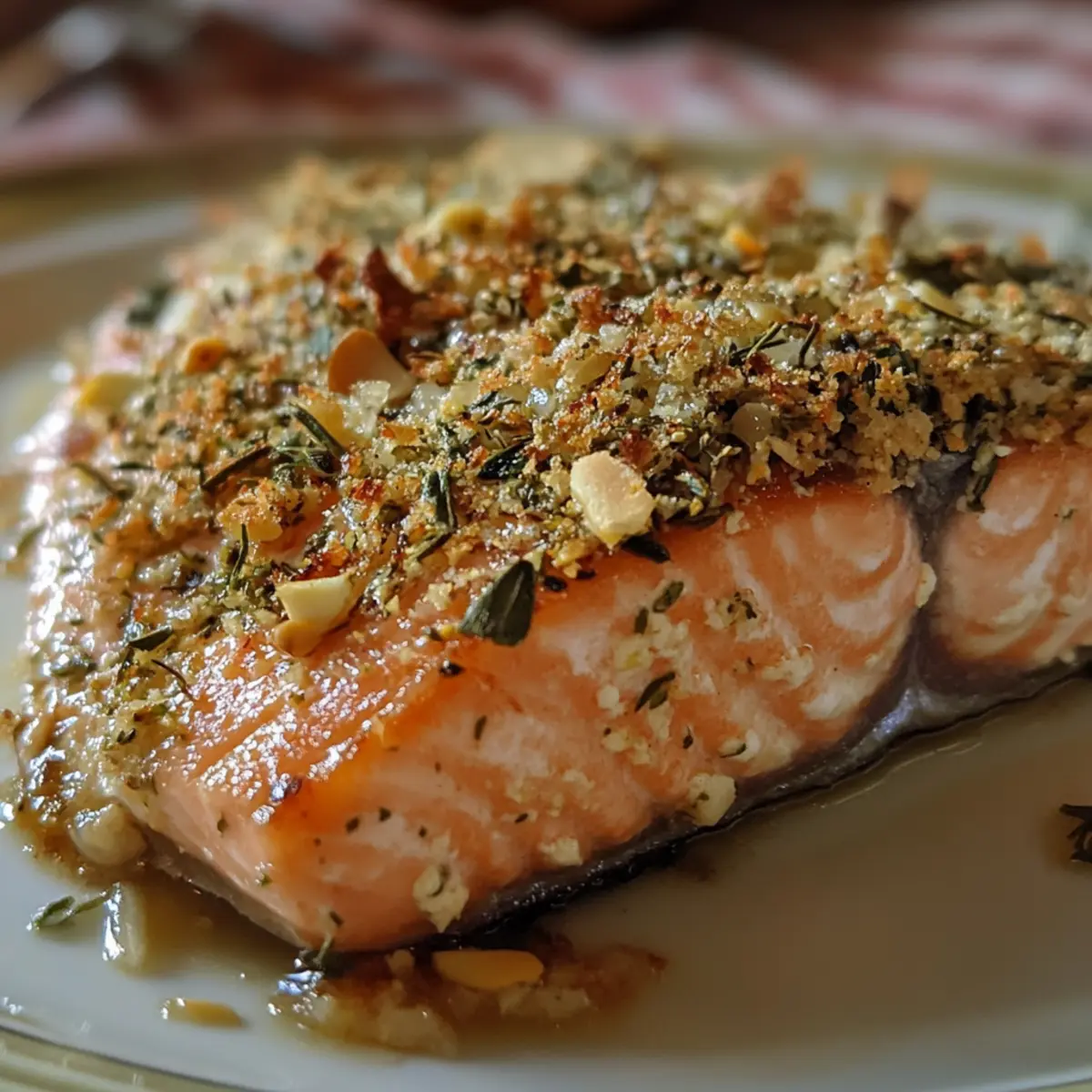 Baked Salmon with Mustard Herb Crust