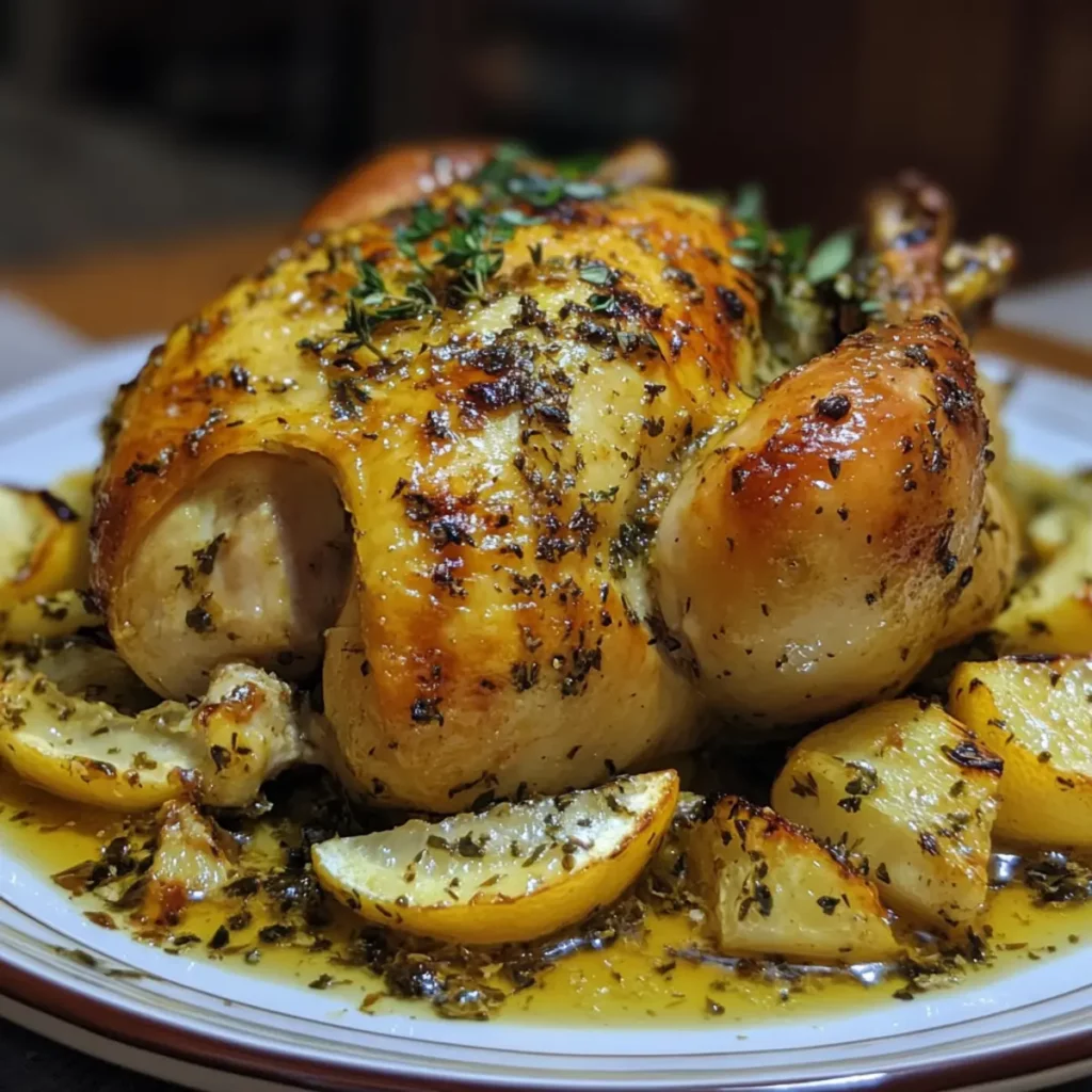 Lemon Butter Roast Chicken with Herbs
