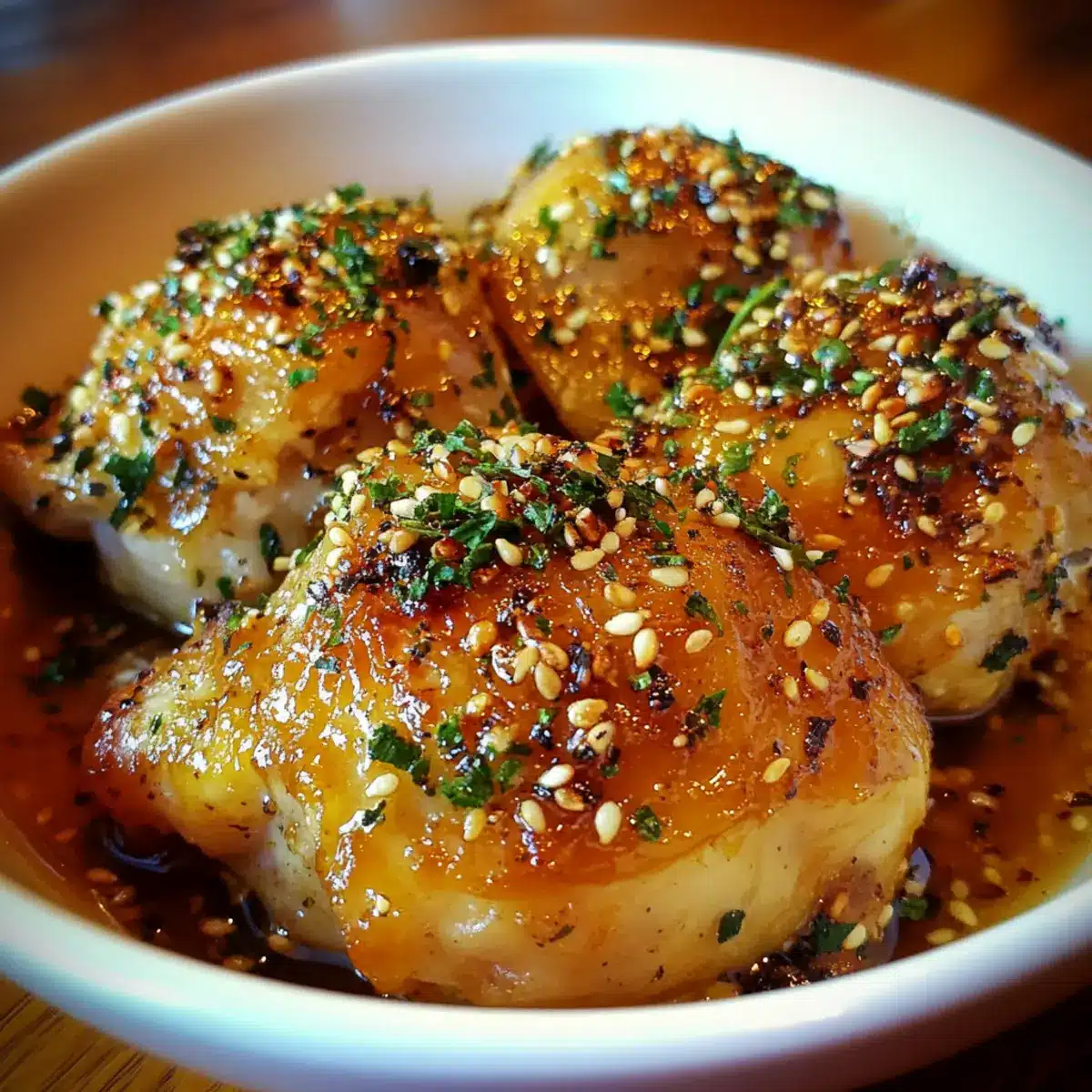 Sesame Garlic Roast Chicken Thighs