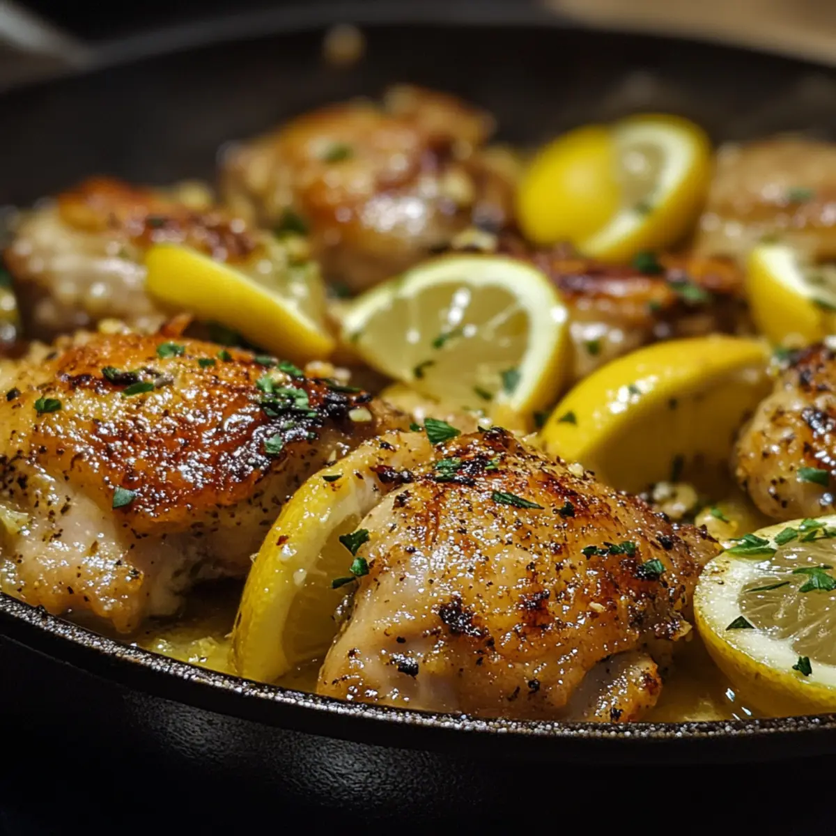 Lemon Garlic Chicken Thigh Skillet