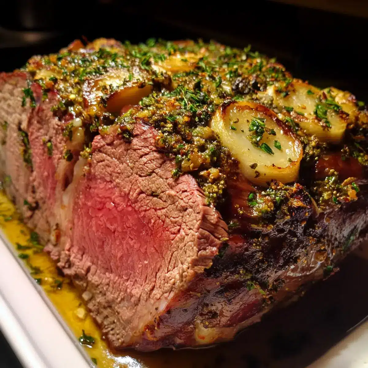 Prime Rib Roast with Garlic Herb Butter