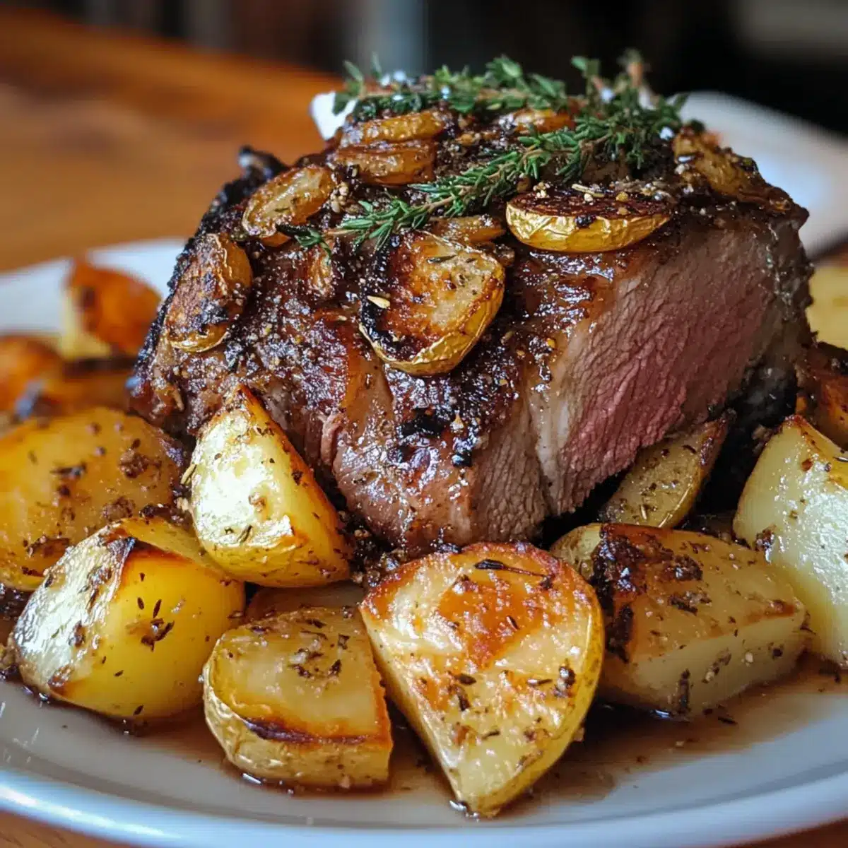 Greek Lemon Garlic Roast Lamb with Potatoes