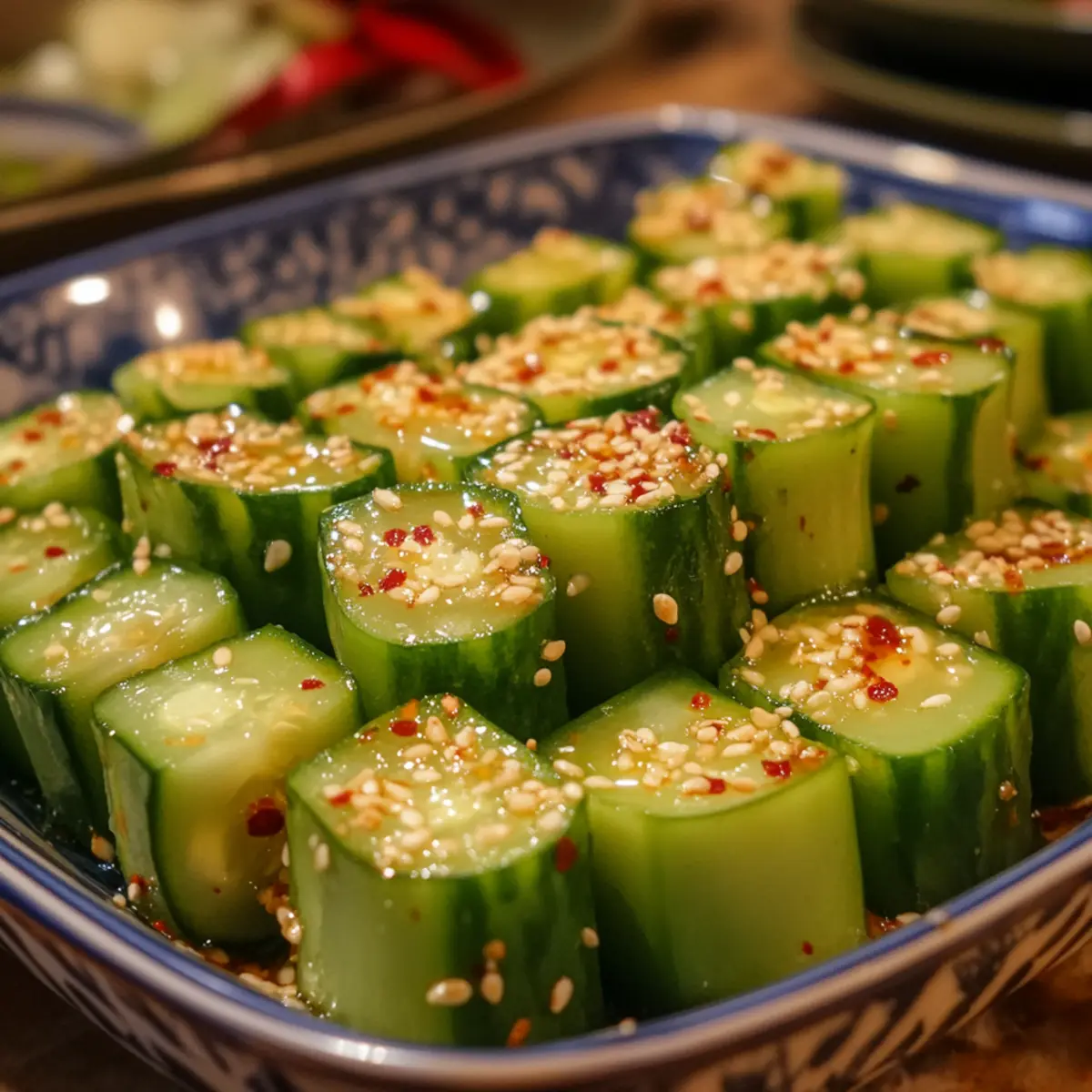 Sichuan Chili Sesame Cucumber Bites