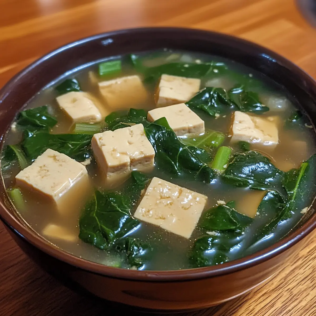 Clear Spinach Tofu Soup